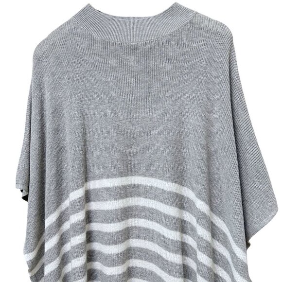 J.CREW Poncho Sweater Gray Stripe One Size Cotton Blend Womens Top NWT - Picture 2 of 10